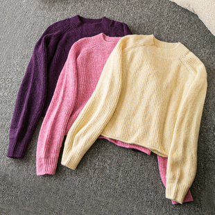 圆领长袖 春秋外贸韩版 青春流行 休闲减龄 套头毛线衣 新款
