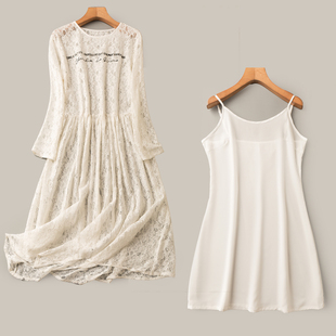新款 连衣裙 套装 蕾丝长袖 吊带裙两件套 气质百搭 春秋外贸韩版