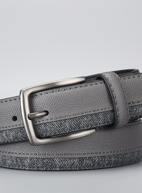 新款灰色牛津布拼接针扣皮带男女青休闲时尚腰带牛仔裤百搭裤带