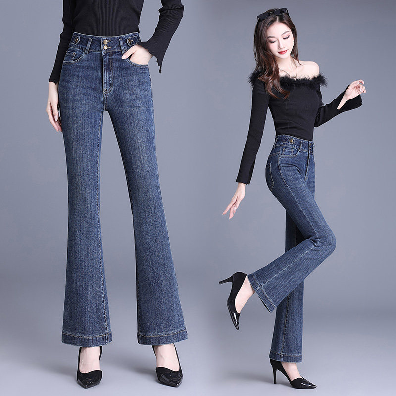 高档牛仔裤长裤女2026春季新款修身高腰小个子喇叭裤九分显瘦喇叭