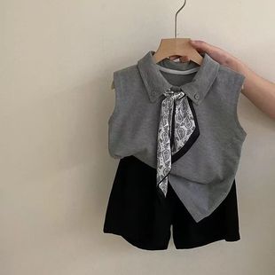 休闲百搭短裤 女童套装 儿童洋气时髦POLO衫 2025夏季 子两件套潮 新款