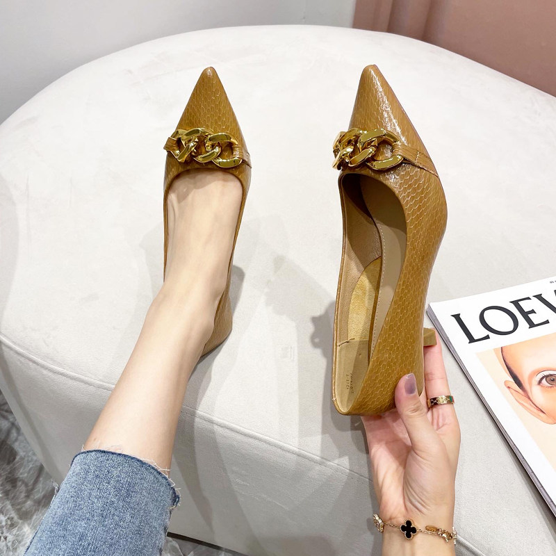 2025春季新款法式尖头低跟高跟鞋女百搭小细跟气质软牛皮时尚单鞋,女鞋,浅口单鞋,淘宝优惠券,粉丝福利购,淘宝优惠卷