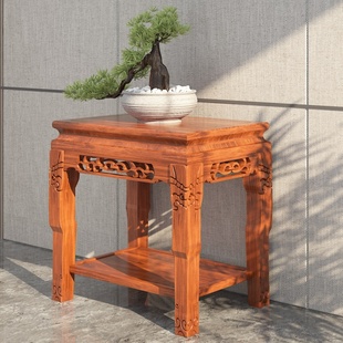 实木中式 茶几沙发边几窄角几方几边桌奇石架老榆木鱼缸架超大承重