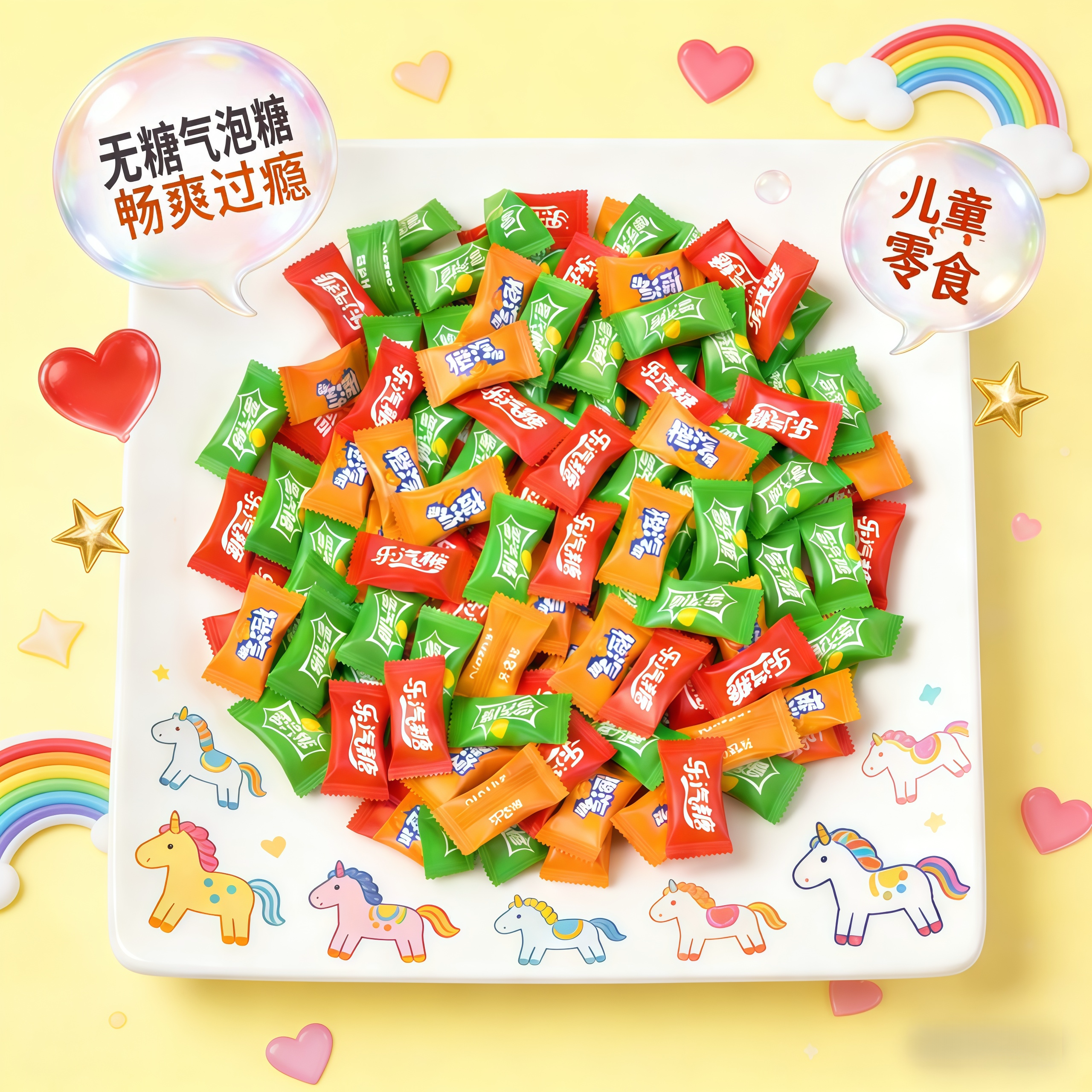 无糖气泡糖可乐味儿童零食喜糖清新口气独立包装追剧解馋0脂糖果