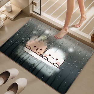 一二布布硅藻泥浴室门地垫吸水防滑厕所洗手间卫生间脚垫卡通地毯