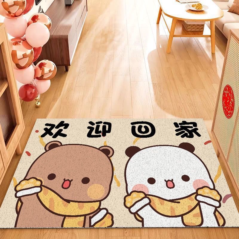 卡通一二布布丝圈地垫入户门玄关防滑蹭泥耐脏耐磨家用脚垫子地毯