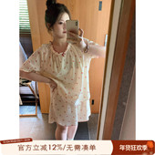 家居胖妹妹mm薄款 睡衣夏季 200斤纯棉短袖 ALIN大码 可爱家居服套装
