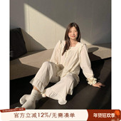 ALIN大码 纯棉家居服套装 家居胖mm法式 少女睡衣纯欲风春200斤长袖