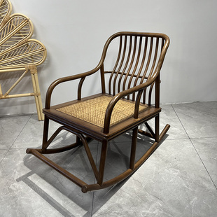 新中式真藤摇摇椅成人家用休闲午休懒人椅靠背躺椅天然藤编逍遥椅