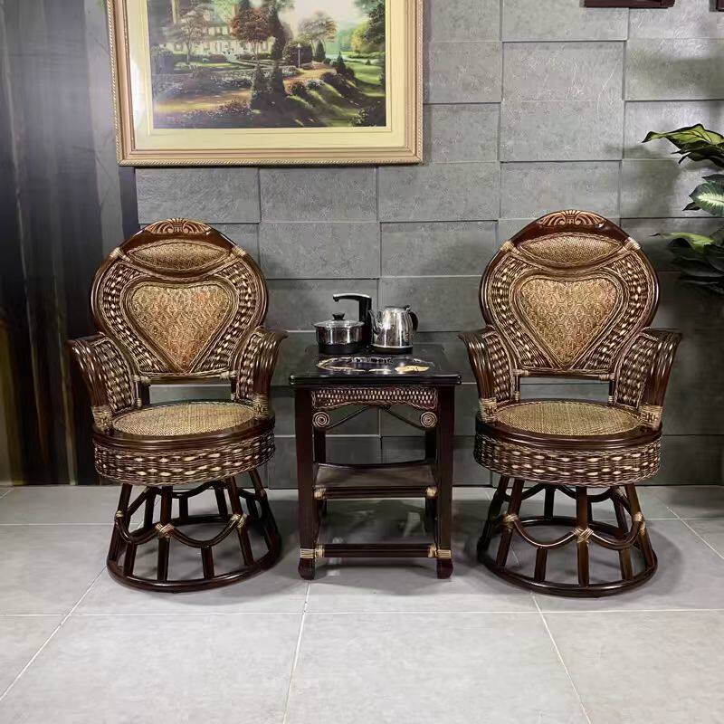 藤木年华东南亚藤编旋转桌椅套件庭院太师椅三件套,住宅家具,桌椅套件,淘宝优惠券,粉丝福利购,淘宝优惠卷