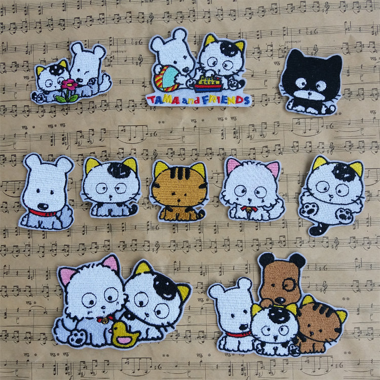 日本卡通刺绣猫狗布贴补丁贴衣服包包装饰贴时尚百搭动物贴布补洞