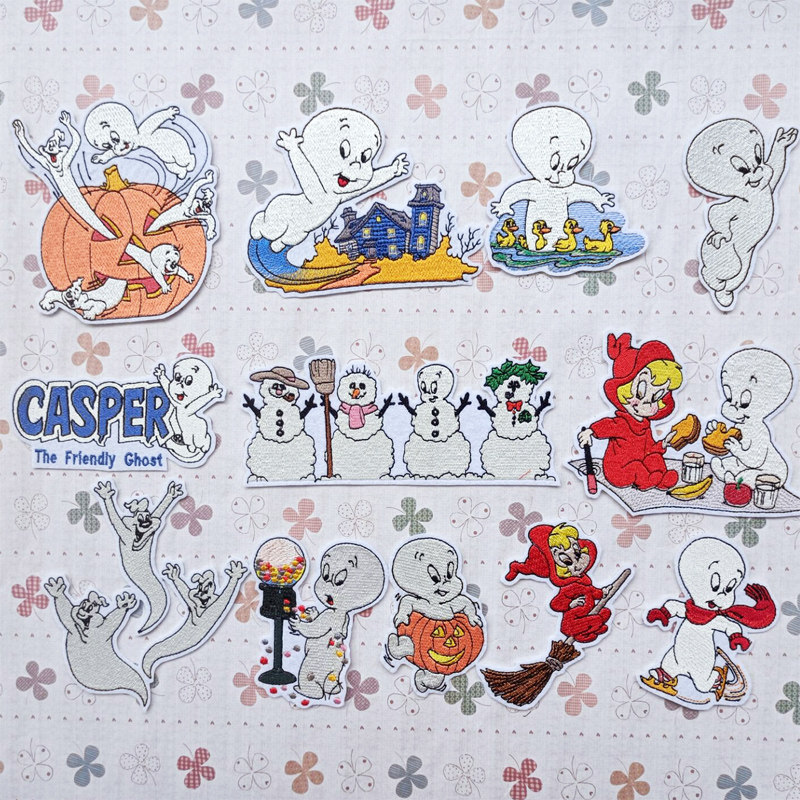 鬼马小精灵casper刺绣贴布DIY卡通补丁贴花龙骧包T恤卫衣大号布贴