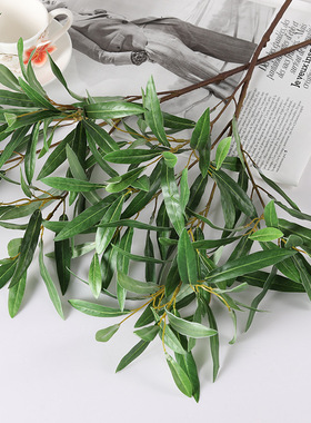 仿真绿植 橄榄叶 家居装饰植物墙绿植塑料树叶摄影道具假树枝装饰