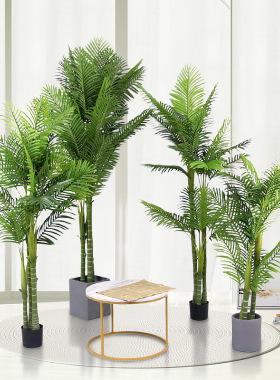 仿真棕榈树散尾葵三杆假盆栽内饰装饰仿真树绿植盆景仿真植物摆件