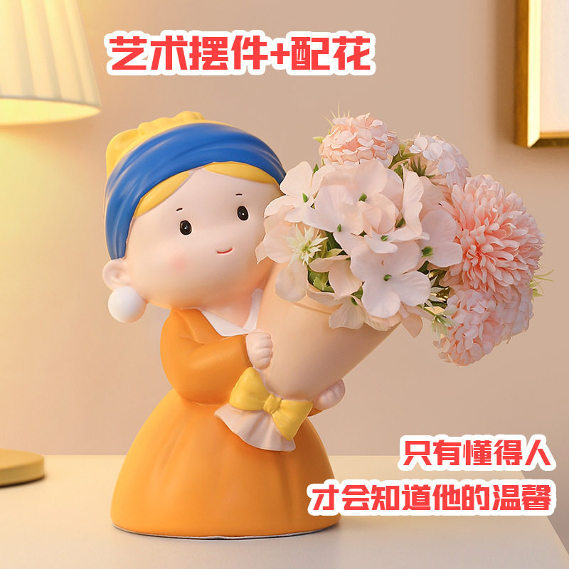 捧花女孩摆件家居装饰树脂工艺轻奢高档客厅酒柜书房装饰礼品代发,家居饰品,桌面摆件,淘宝优惠券,粉丝福利购,淘宝优惠卷