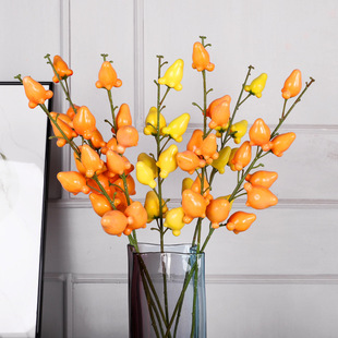 装饰仿真黄金果 五代同堂水果杆假果浆果室内酒店 仿真黄金果摆件