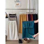 复古miu系软糯灯芯坑条绒直筒半身裙女秋日韩洋气百搭休闲a字裙子