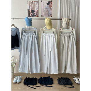 日韩系老钱风抽绳天丝棉气球山本阔腿裤 女春百搭松弛感弯刀休闲裤