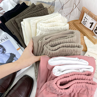 加绒加厚针织条灯芯绒哈伦奶奶裤女秋冬直筒宽松阔腿休闲萝卜裤