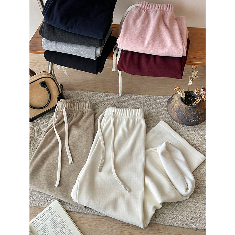 松紧腰简约阔腿裤洋气质显瘦百搭