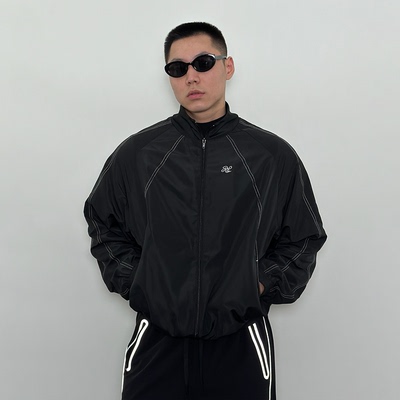 Roast lucky美式休闲短款立领夹克外套 男女健身运动拉链外套上衣