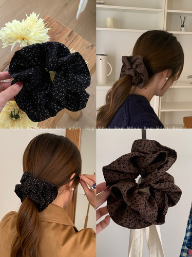 复古豹纹大肠发圈发绳丸子头发饰