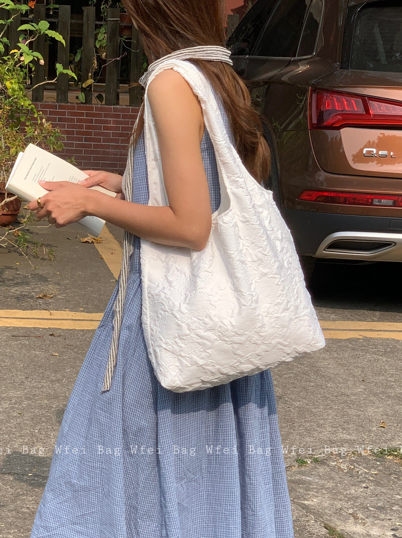 Wfei韩系ins风设计款压花帆布包大容量背心包慵懒风简约百搭包包,箱包皮具/热销女包/男包,通用款女包,淘宝优惠券,粉丝福利购,淘宝优惠卷