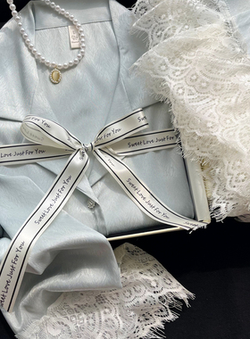 2025春夏新款法式冰丝睡衣女蕾丝花边甜妹家居服长袖高级感送闺蜜