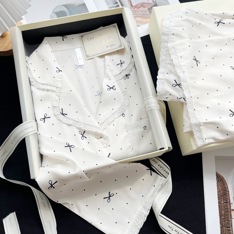 波点冰丝睡衣女送朋友家居服套装