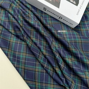 英伦复古苏格兰蓝绿色精纺羊毛格子西装 子旗袍设计师手工布 马甲裤