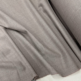 进口老钱风灰驼色强捻绉纱精纺羊毛西装裤子布料秋冬旗袍服装面料