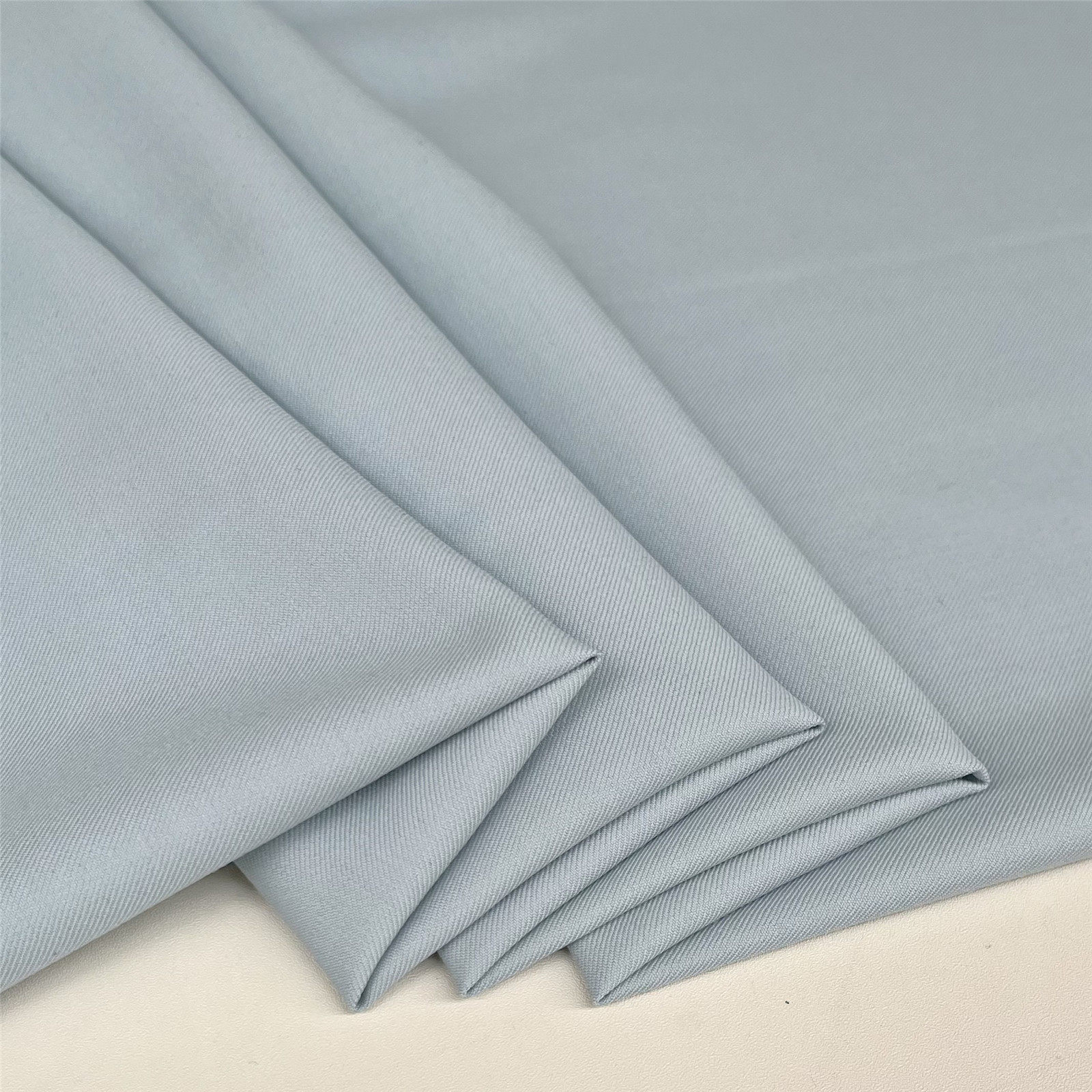 意大利进口莫兰迪浅蓝色精纺羊毛西装裤子套装哔叽毛料设计师布料