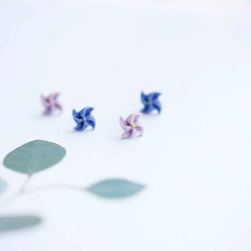 原创设计陶瓷耳钉超仙日系和风ins文艺清新可爱风车925纯银耳饰女,饰品/流行首饰/时尚饰品新,耳钉,淘宝优惠券,粉丝福利购,淘宝优惠卷