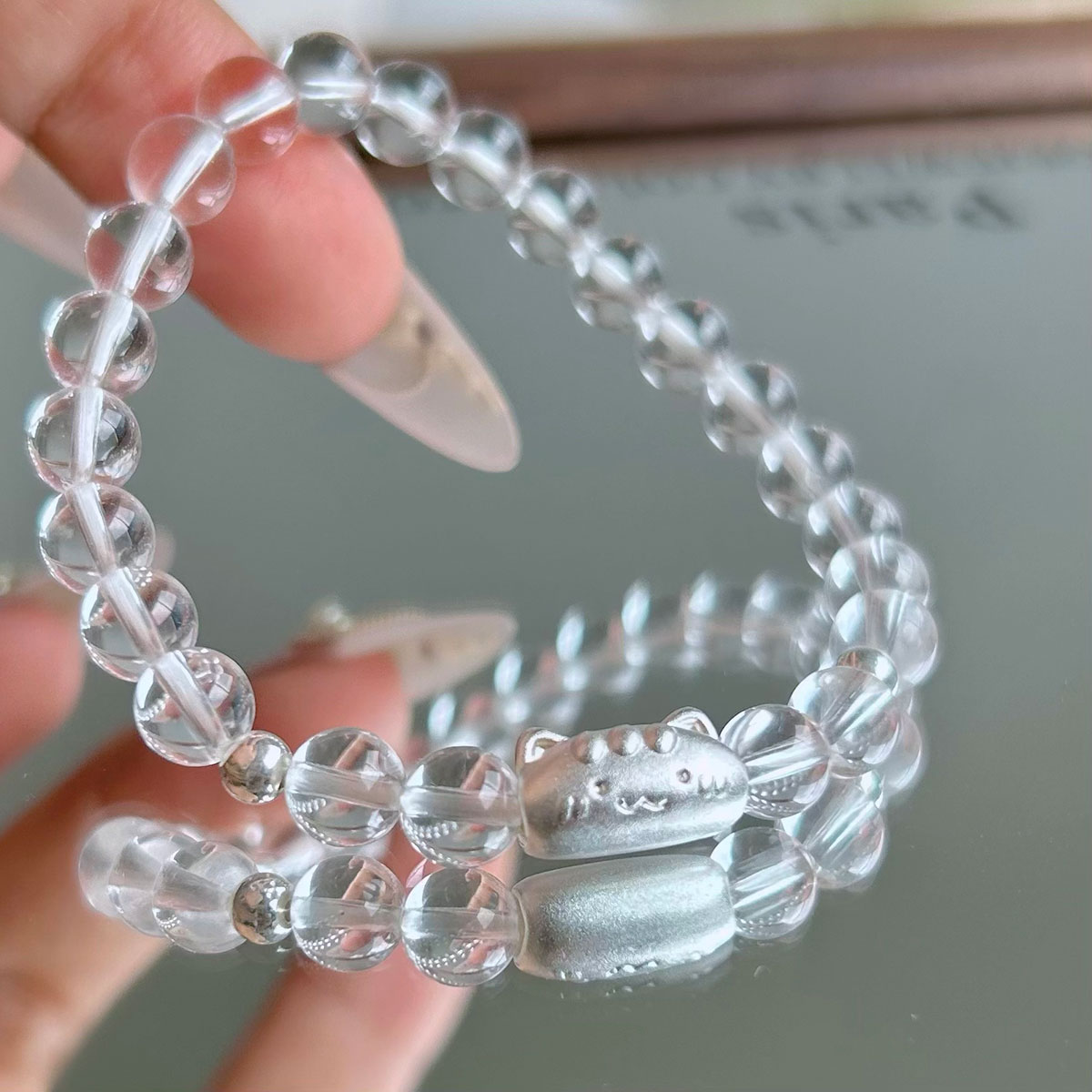 猫猫法棍手链白水晶手串小众高级