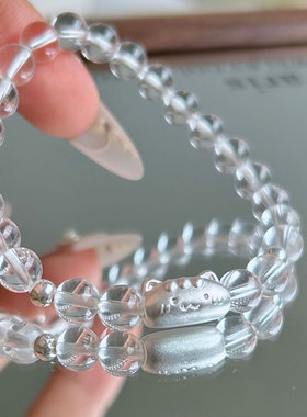 猫猫法棍手链白水晶手串小众高级