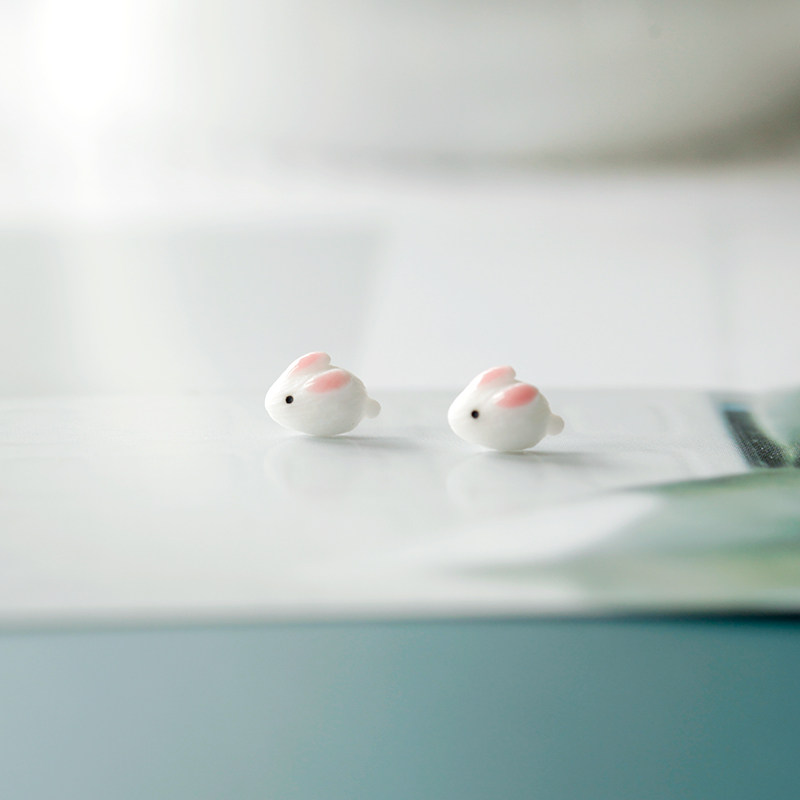胖乎的小兔耳钉迷你超萌少女学生日系小清新可爱动物立体陶瓷耳饰,饰品/流行首饰/时尚饰品新,耳钉,淘宝优惠券,粉丝福利购,淘宝优惠卷