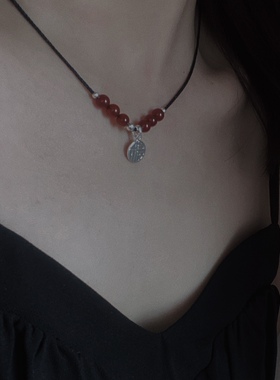 999足银女复古国风项链福牌