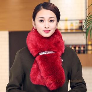 欢乐颂安迪刘涛同款仿皮草围巾新款女冬季狐狸毛毛领獭兔围脖加厚