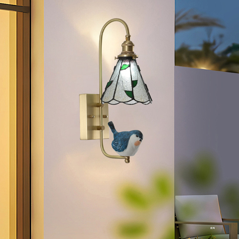 壁灯简约美式轻奢全铜法式复古简欧客厅背景墙卧室床头天使网红灯