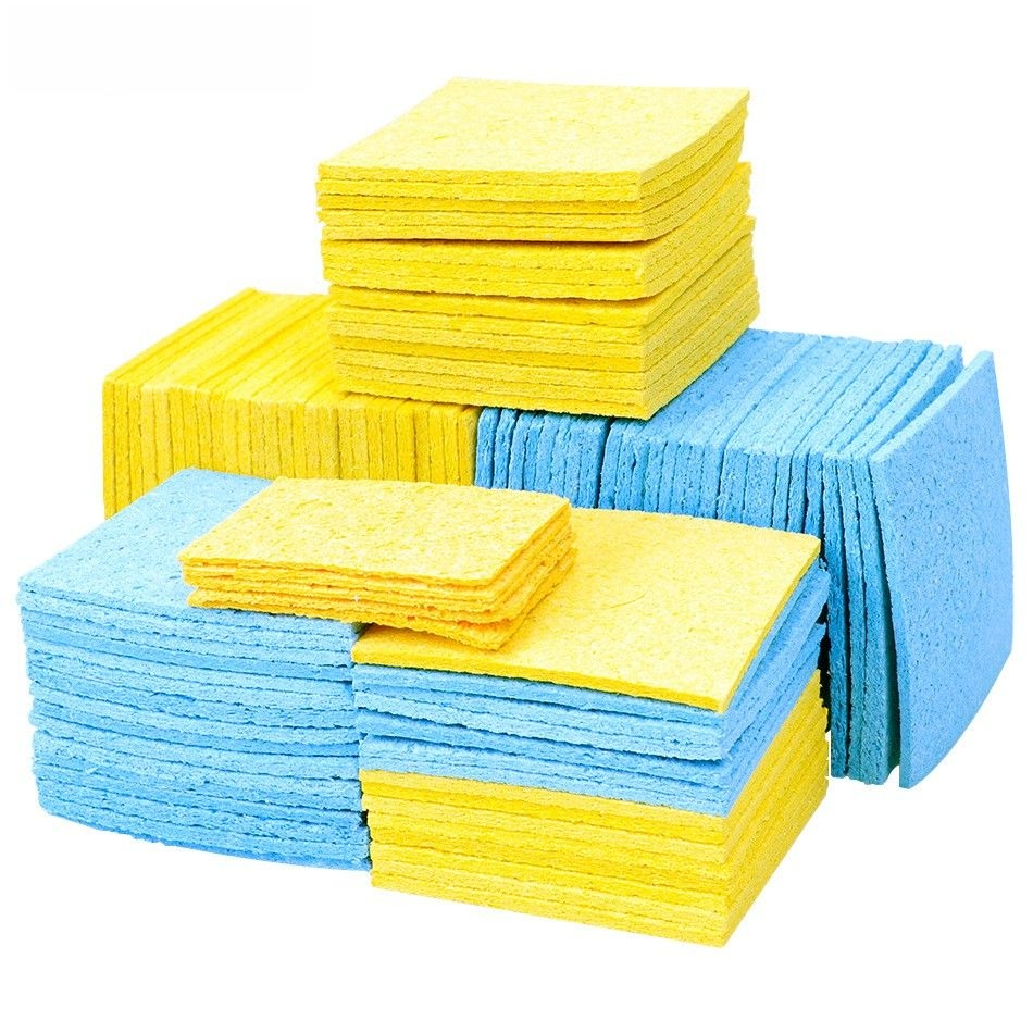 10pcs 6*6cm烙铁头清洁海绵 蓝色加厚耐高温除锡海绵