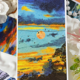 OKMT新七天手帐手账咕卡流麻胶带大背景贴纸 黄昏礼赞 探影寻花