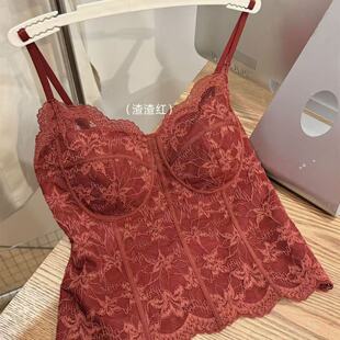 B11 蕾丝纯欲吊带美背一体杯显瘦薄款 春夏免穿文胸背心女修身 法式