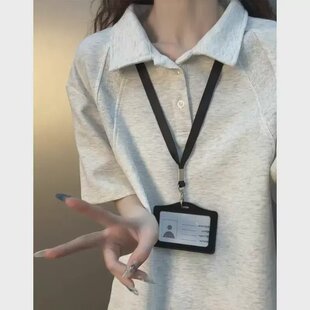 白花灰正肩polo衫短袖男女款夏季拼接衬衫领t恤重磅boxy版型半袖