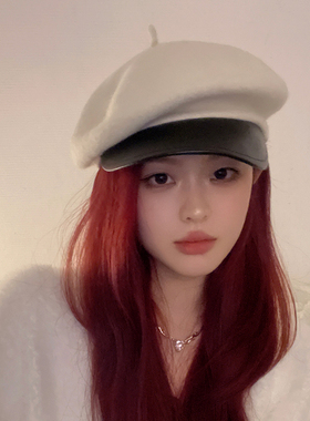 贝雷帽女2022新款羊毛优雅冬季复古女短檐气质名媛贝雷帽八角帽