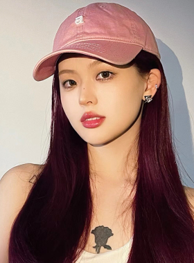 粉色鸭舌帽女夏显脸小软顶防晒字母遮阳ins薄款大头围可调节