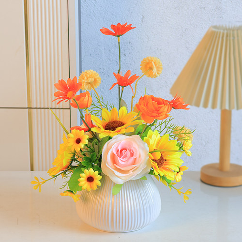 高档向日葵仿生花束盆栽仿真花艺