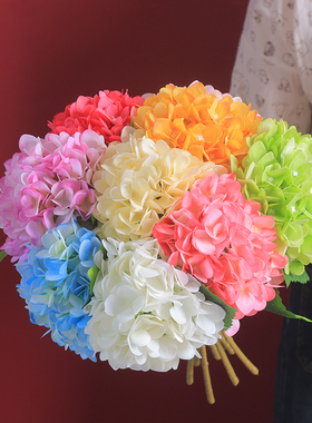 仿真单枝绣球假花束花瓶插花客厅餐桌电视柜仿生绢花花艺装饰摆设
