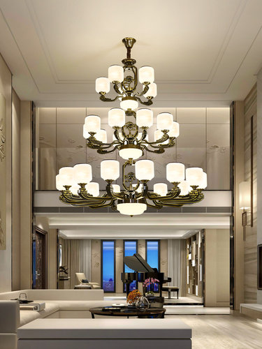别墅复式楼大吊灯豪华客厅