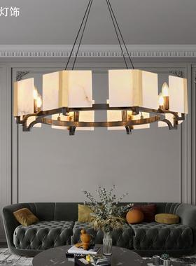 中山工厂直销2025新款现代全铜云石客厅吊灯新中式别墅餐厅卧室大