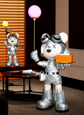 工厂举灯星际暴力熊落地摆件发光太空宇航员酒柜玄关客厅轻奢创意